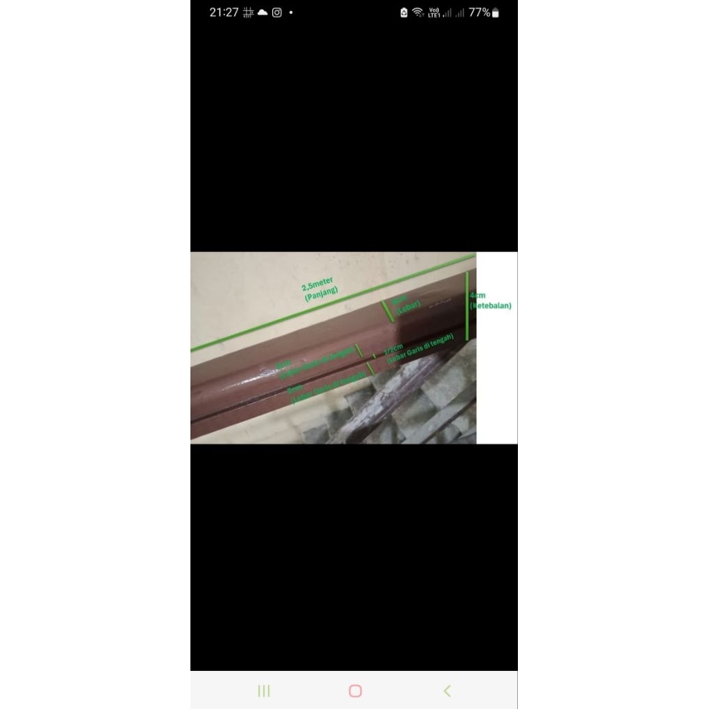 1 batang Railing Kayu Kamper Singkil 4 cm x 6 cm x panjang 2,5 mtr