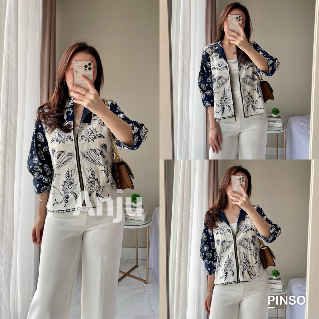 Bomber Jaket Batik Wanita | Jaket Batik Wanita | Outer Batik Wanita | Atasan Batik Wanita - DHEA Bat