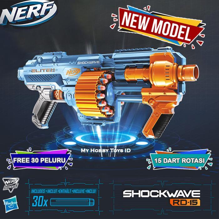 Mainan Tembakan Nerf Elite 2.0 SHOCKWAVE RD-15 ORI HASBRO Kado Anak - V2 Shockwave