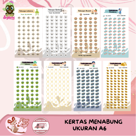 Lembar Kertas Menabung Saving Challenge A6 / Binder Menabung A6