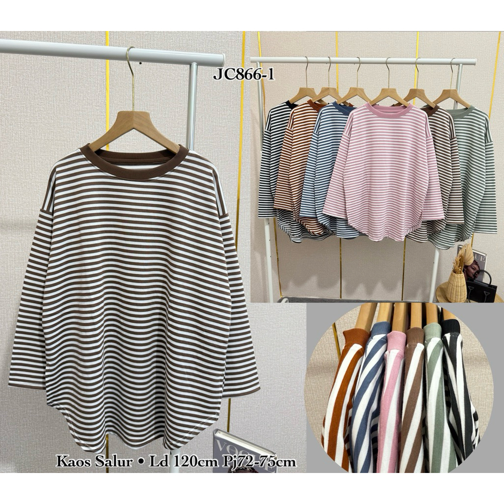 TOKO L&B Kaos salur lengan panjang wanita jumbo