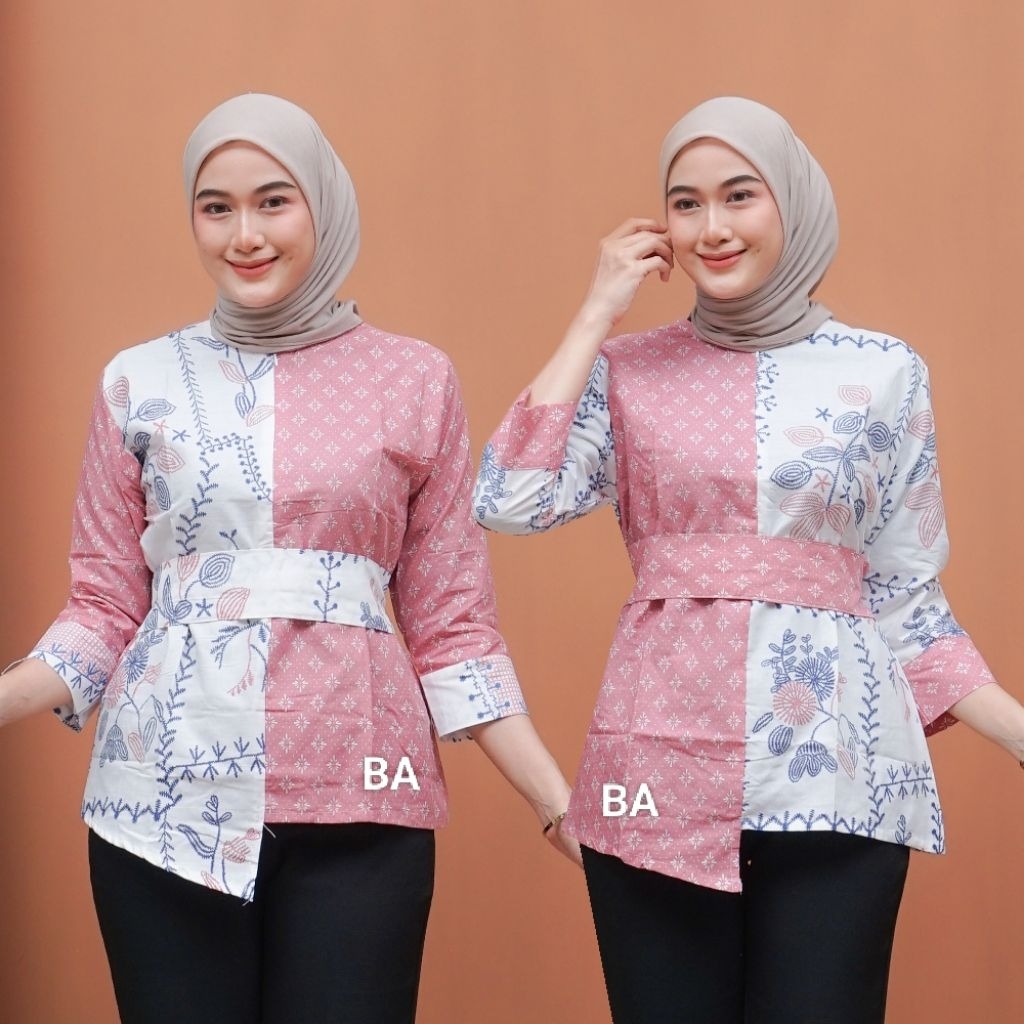 Baju Batik Kerja Wanita Terbaru Atasan Baju Batik Kerja Wanita ( Bunga Bordir )
