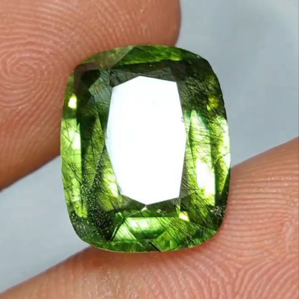 Natural Rutilated Peridot 7.30ct NTD Myanmar Burma Full Crystal Super Clean