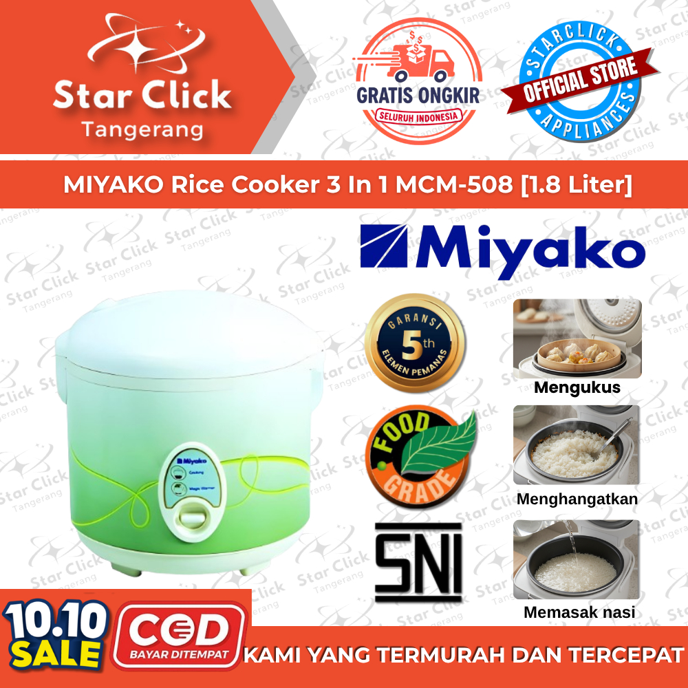 Miyako Rice Cooker 3 in 1 MCM-508 / MCM 508 / MCM508 [1.8 Liter]