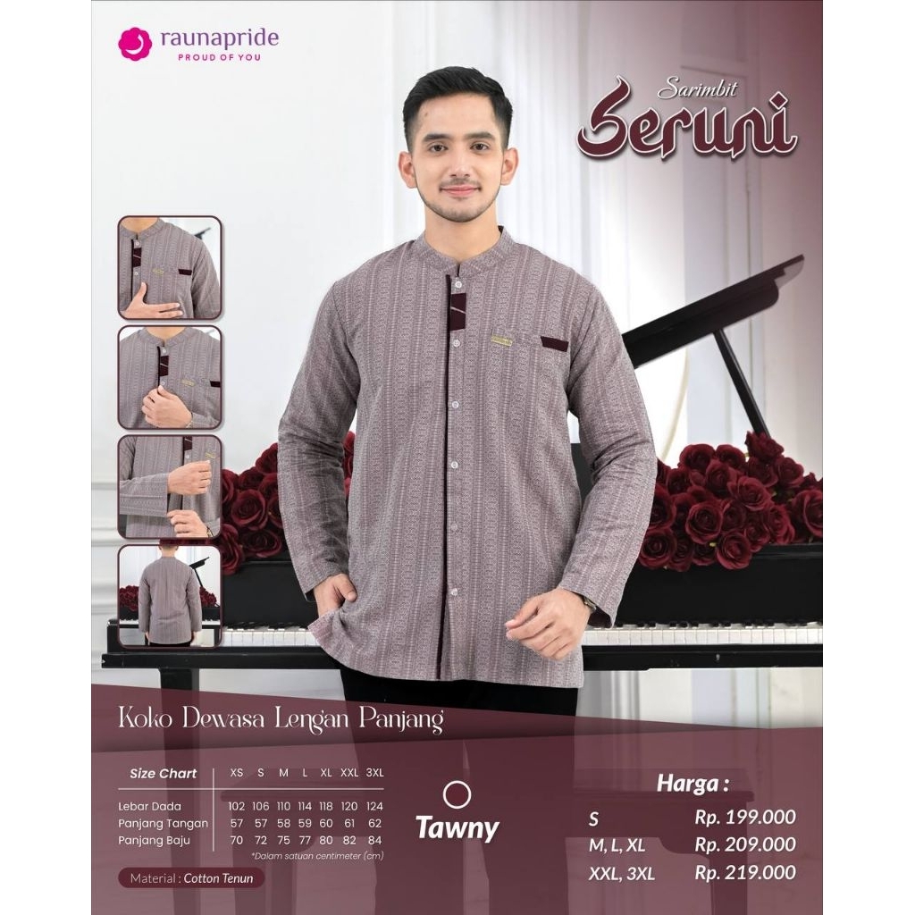 Rauna Koko Dewasa Lengan Panjang/ Rkf Seruni Tawny/Koko Motif Tenun
