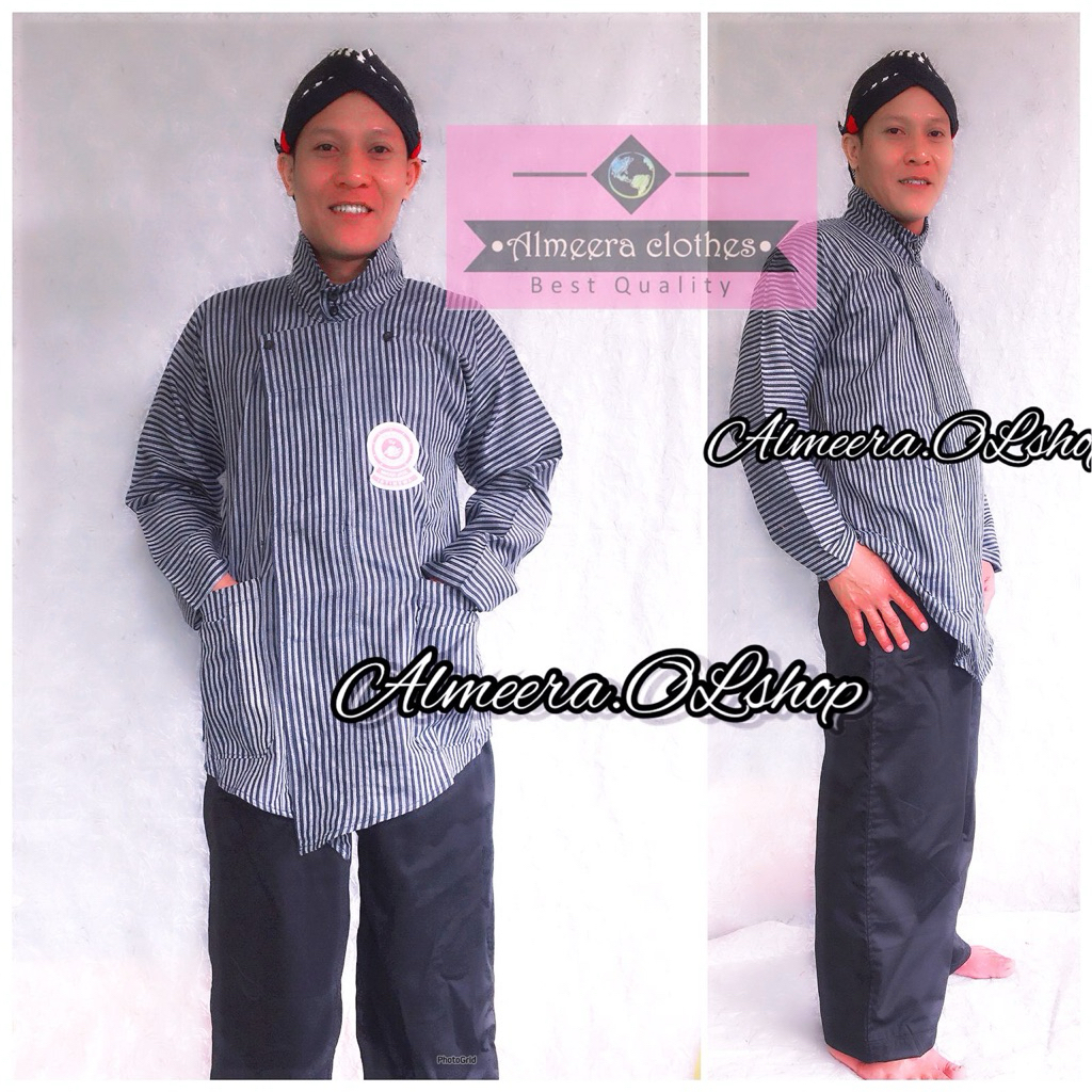 surjan lurik raja keong istimewa warna hitam putih abu-abu