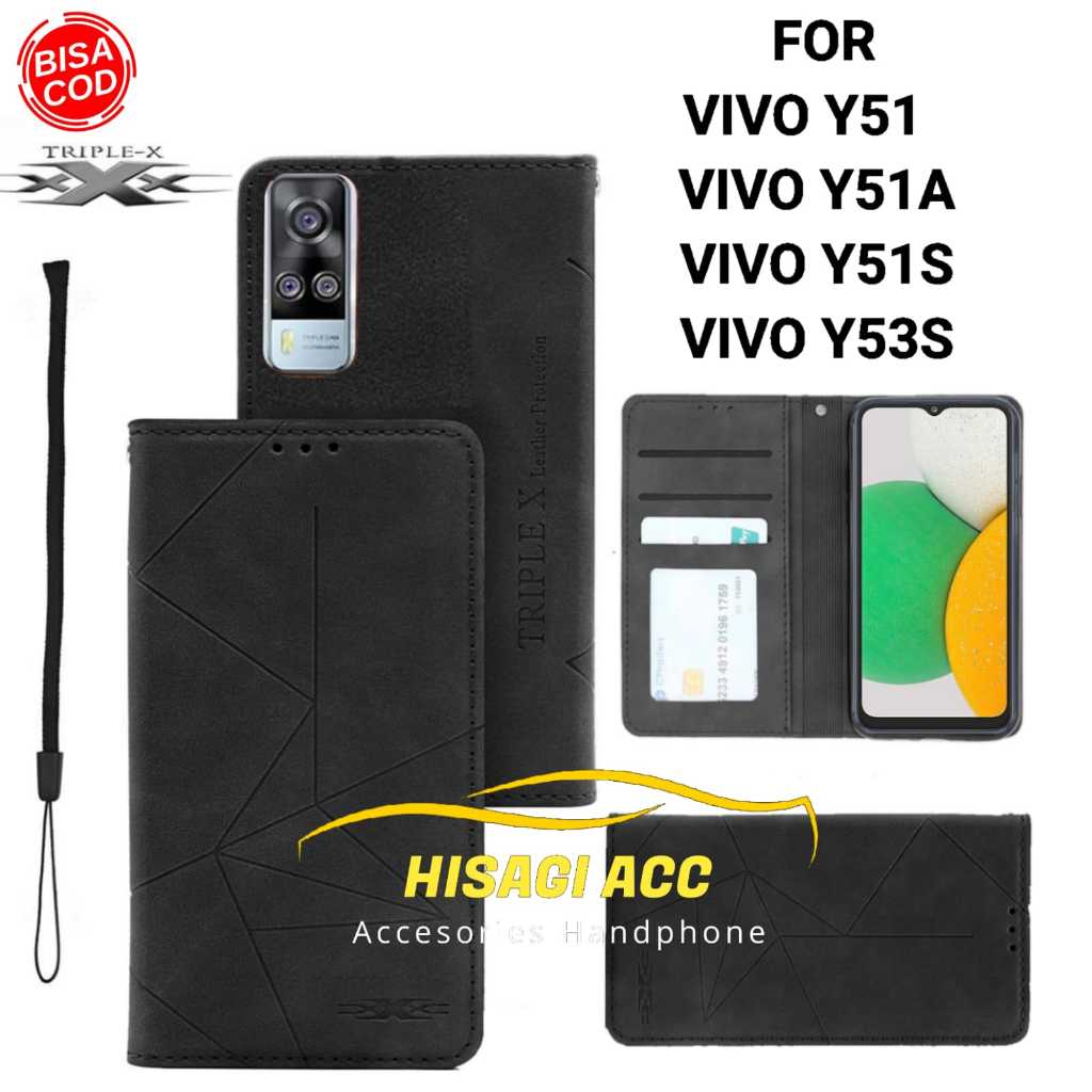 FLIP VIVO Y51 / Y51A / Y51S / Y53S CASE DOMPET MOTIF CASE Magnet Flip Cover Pu Leather Magnet