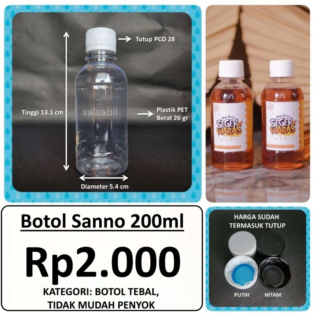 Botol Sanno 200ml / botol madu 200ml / botol plastik 200ml