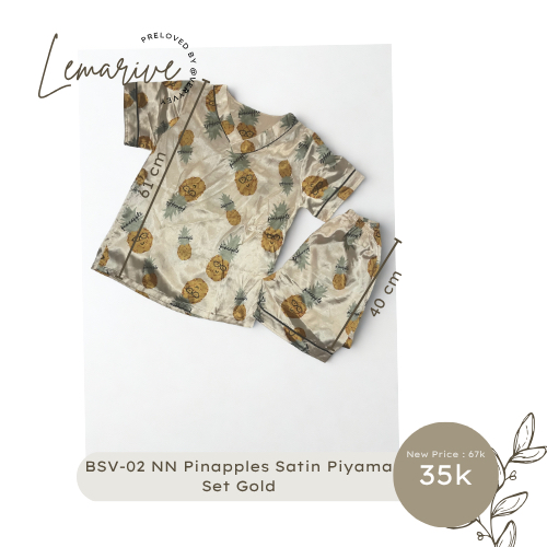 [PRELOVED] NN Pinapples Satin Piyama Set Gold