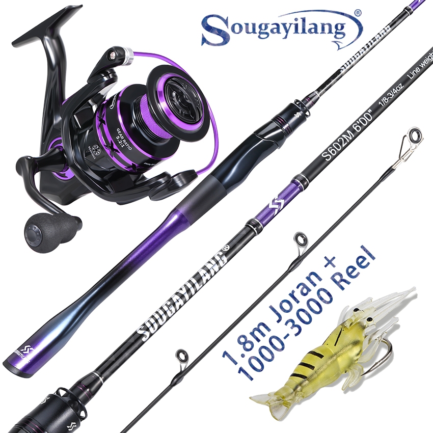 COD Sougayilang Set Komplit Joran 6-12 LB Pancing Rod + Drag 20KG Spinning Reel Kombo Tangguh untuk 