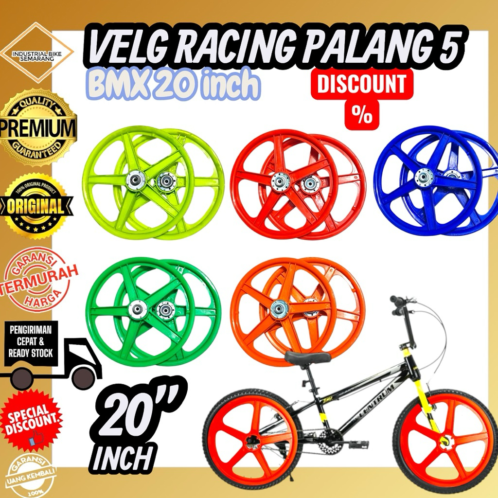 ( VELG PLASTIK 20 INCH PALANG LURUS ) Velk Sepeda BMX 20inch Racing Plastic Roda BMX Wheelset