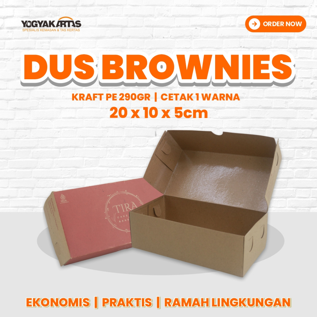 [Min Order 300 Pcs] Cetak Dus Brownies 20x10x5 | Kemasan Brownies Custom | Kemasan Bolen