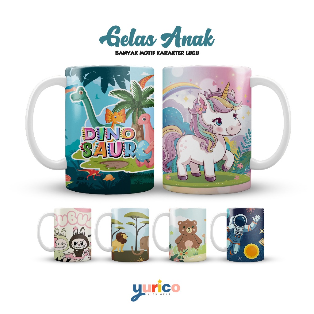 Gelas Mug Souvenir Anak Motif Karakter Lucu