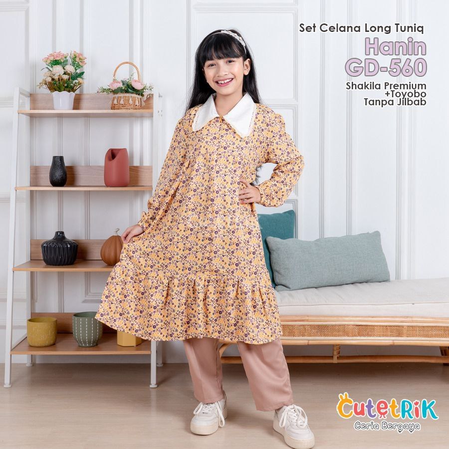 (11- 13 Tahun) Cutetrik Set Celana Tunik Hanin GD-560 Setelan Anak Perempuan Remaja