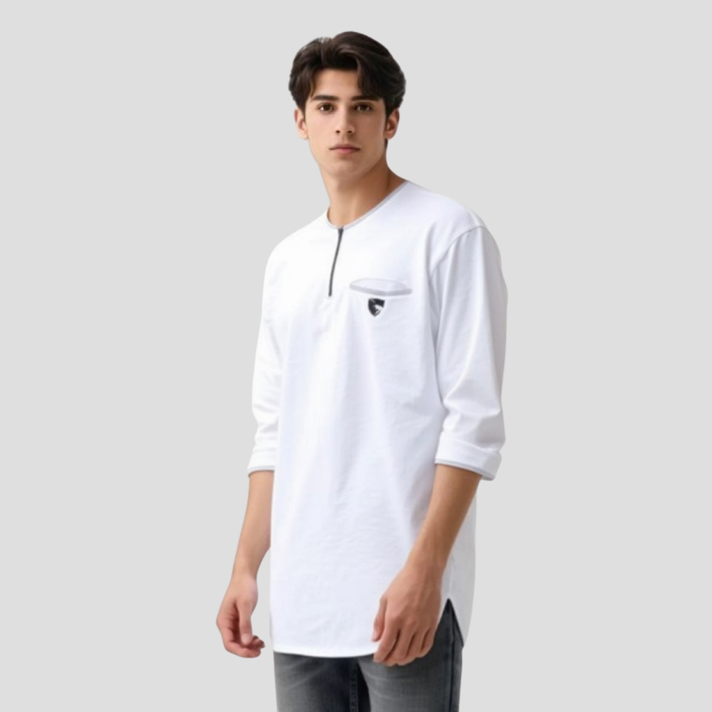Bayezid Koko Kurta Kaos Zipper Lengan 3/4