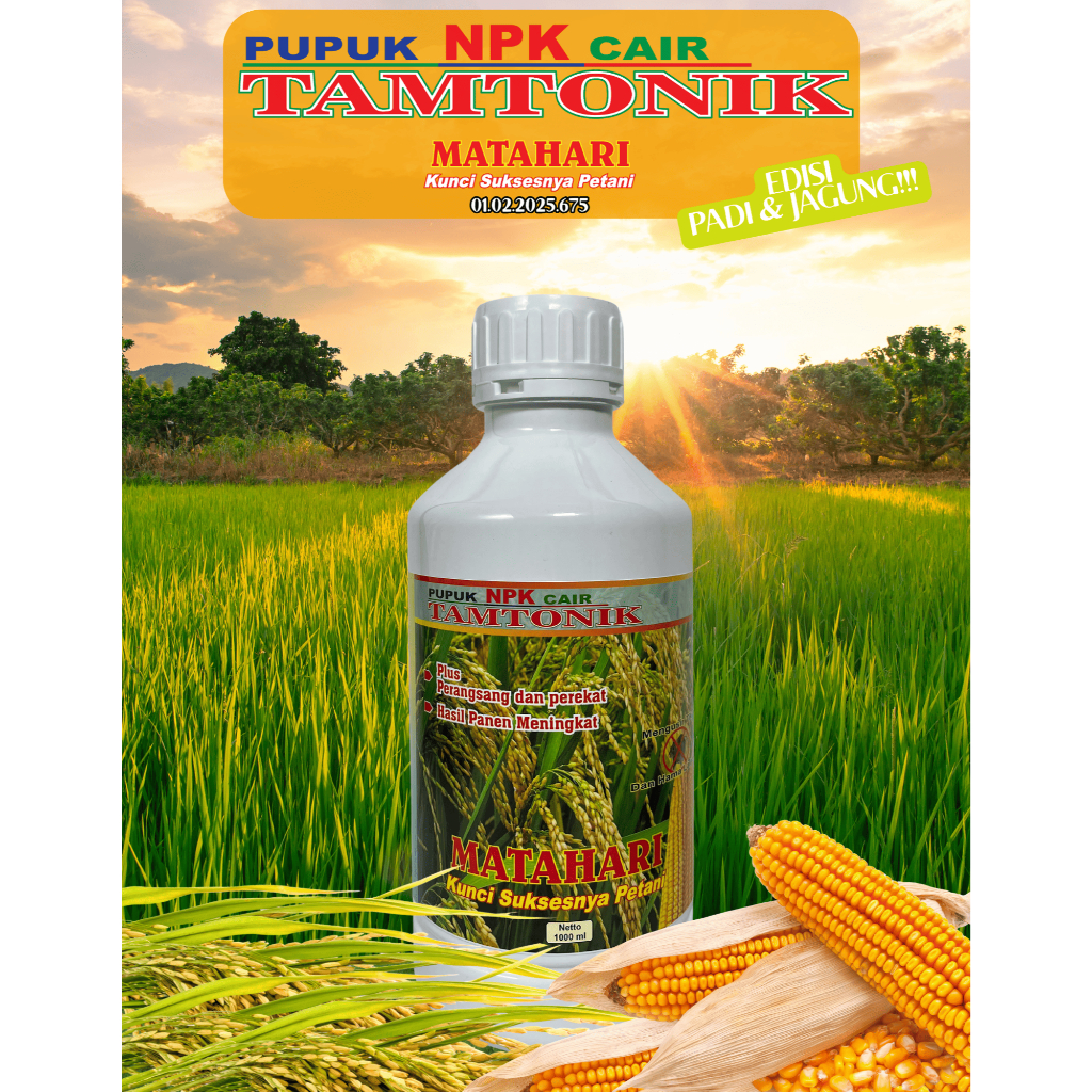 Pupuk NPK Cair Tamtonik “CAP MATAHARI” Kemasan 1000ML Padi Jagung