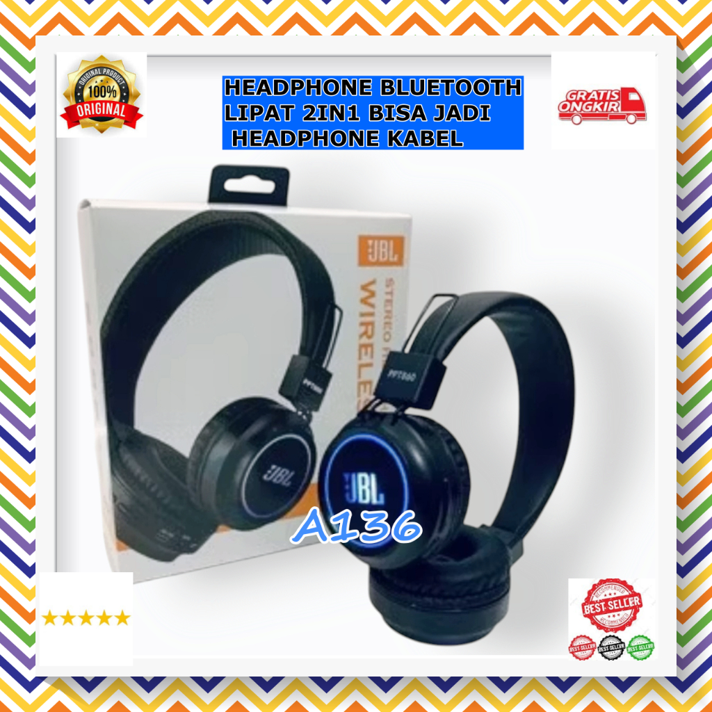 A136 HEADPHONE EARPHONE BLUETOOTH LIPAT 2IN1 BISA JADI pakai KABEL JUGA BLUETOT BLUTUT BLUETOOT WIRE