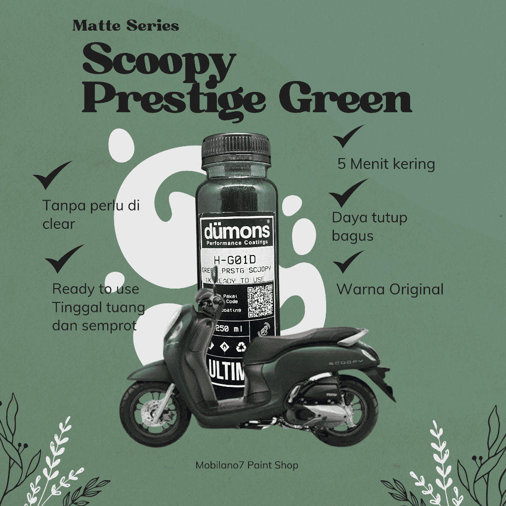 ( Doff/Matte Series ) Cat Hijau Doff / Matte Honda Scoopy, PCX - HIJAU SCOOPY - HIJAU PCX - GREEN DO