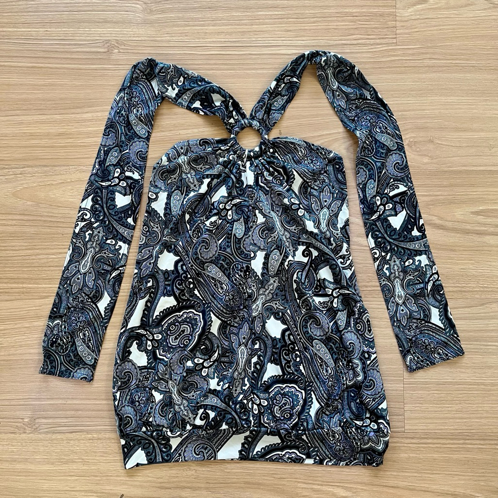 Black Batik Halter Neck Top