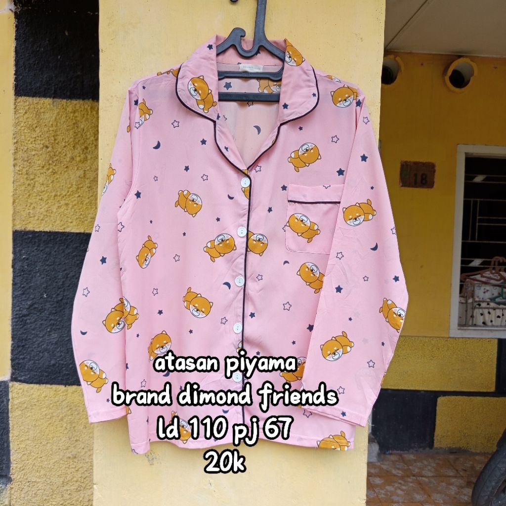 atasan piyama satin karakter pink gemoy 20k/preloved/pl by RH