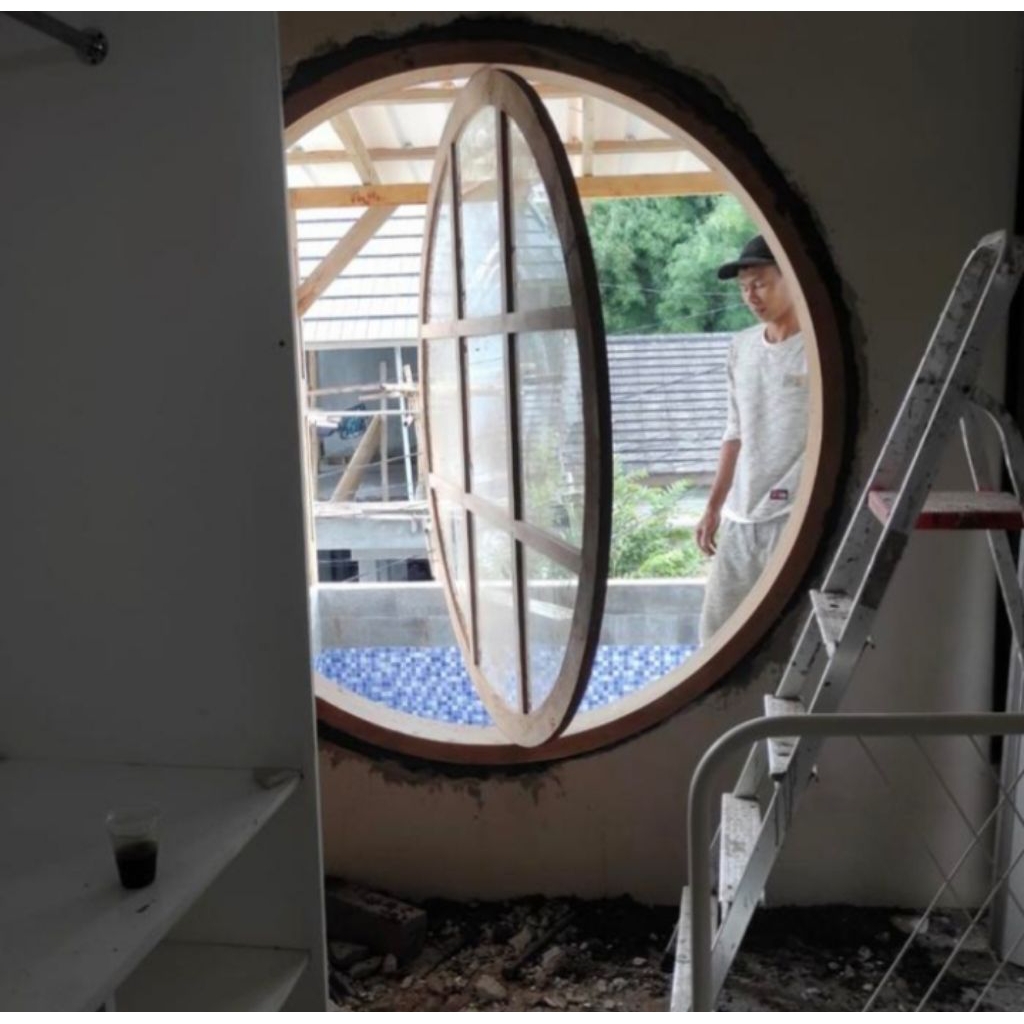 kusen plus daun jendela bulat diameter 120 cm