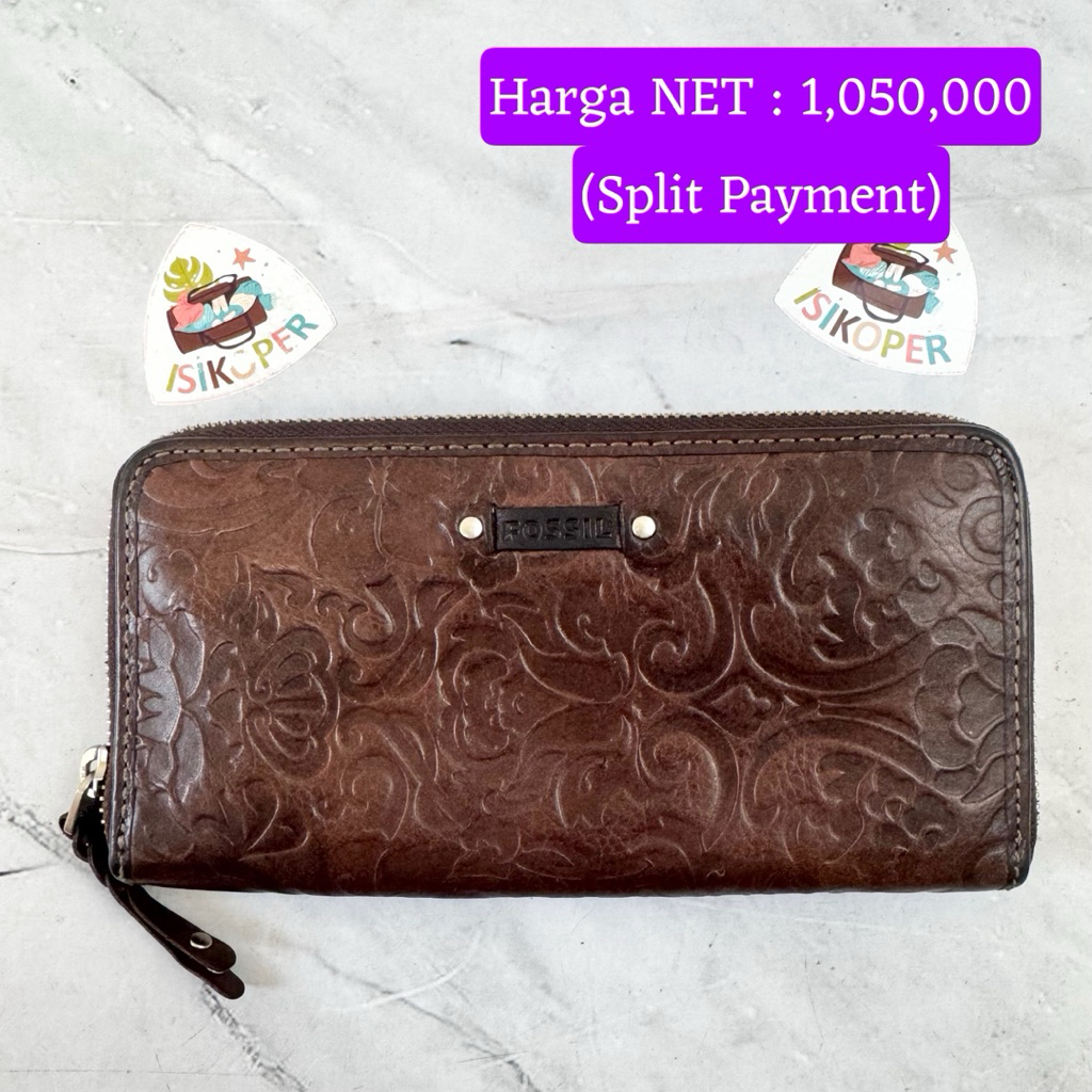 464 NET-Preloved Fossil Long Wallet Colby Embossed Dompet