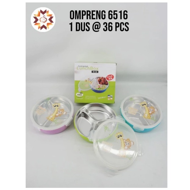 Kotak Makan Lunch Box/ Ompreng Bulat Besar Karakter 3 Sekat/ Kotak Makan Anak
