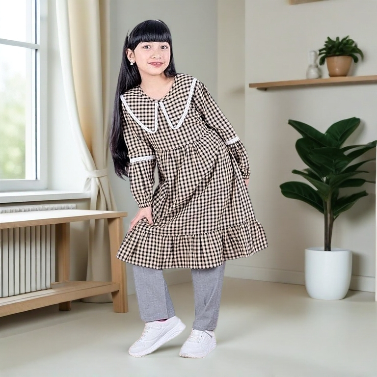 Baju Lebaran Anak Perempuan 2026 Stelan Remaja Tanggung 8-10Thn Satuset Baju Anak Lbaran Pakaian Nga