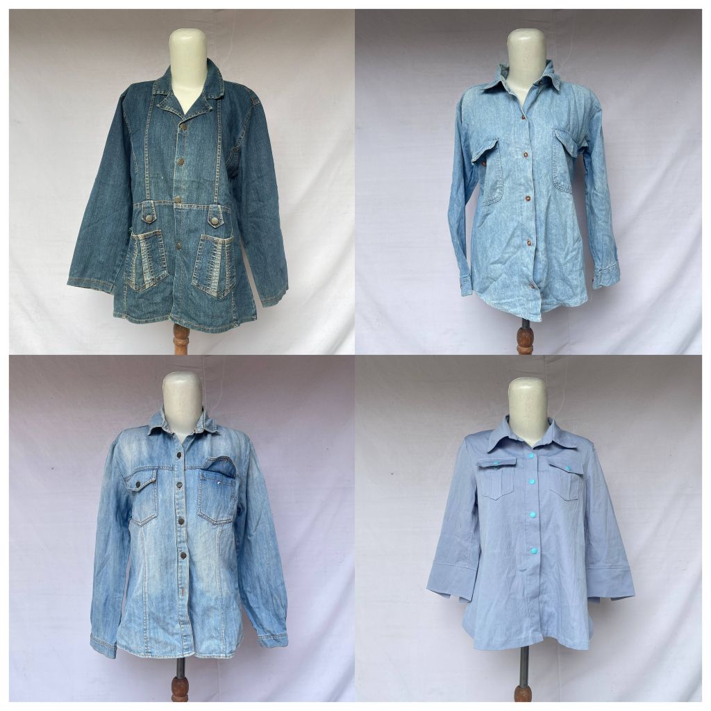 (Katalog 159) Kemeja Jeans Bordir Kemeja Jeans Wanita Bordir Kemeja Jeans Wanita Kekinian Kemeja Den
