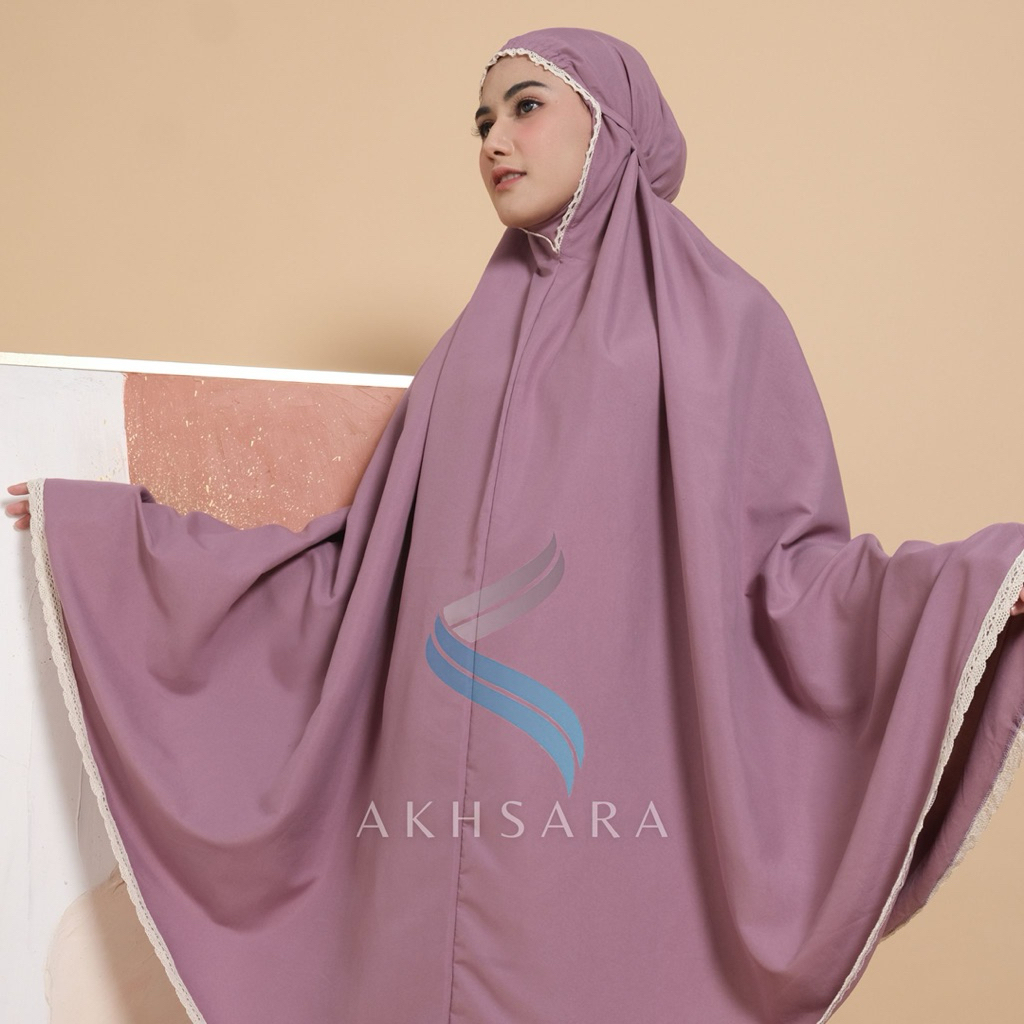 AKHSARA - Mukena Dewasa Polosan Katun Renda Atasan Bawahan Lembut Nyaman