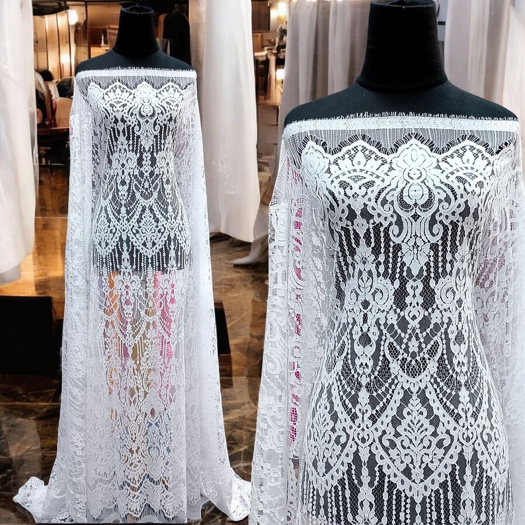 KAIN RENDA BROKAT SEMIPRANCIS KATUN ,GLOWSY PUTIH BERSIH