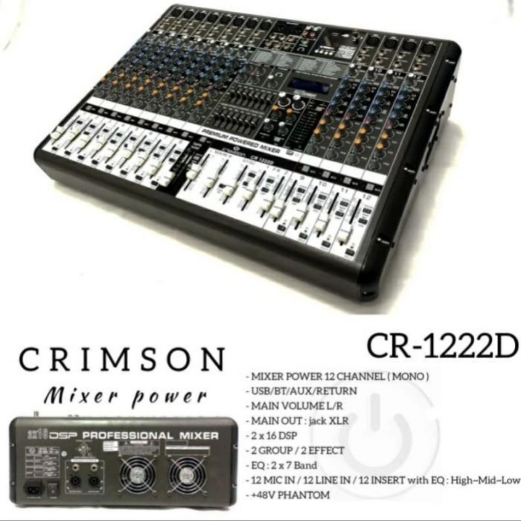 Mixer power profesional12ch Crimson CR1222D original Cr 1222d