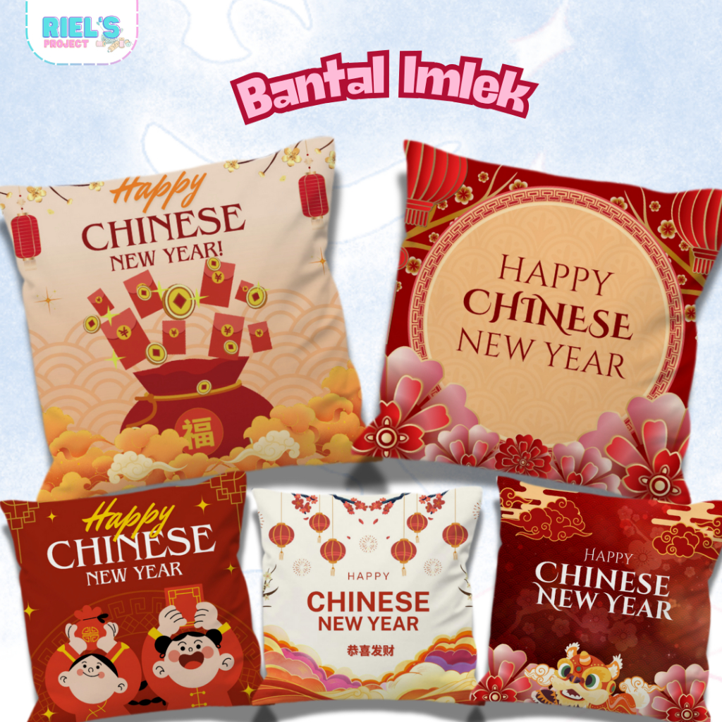 Bantal Sofa Imlek 2026, Bantal Imlek NEW, Chinese New Year 2 Sisi Ukuran 40x40 & 30x30