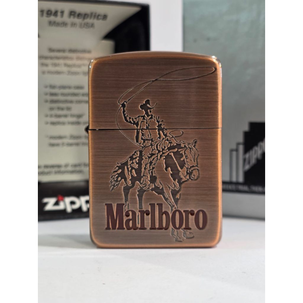 Original Zippo 1941 MBR Cowboy M Country Cear 2 sisi Copper Plated 2 sisi