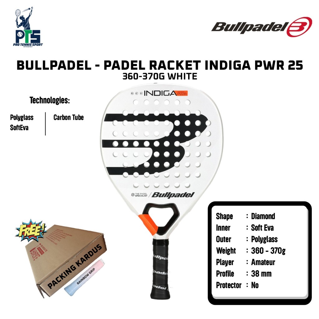 Raket Padel BULLPADEL Indiga PWR 25 360-370 gr White