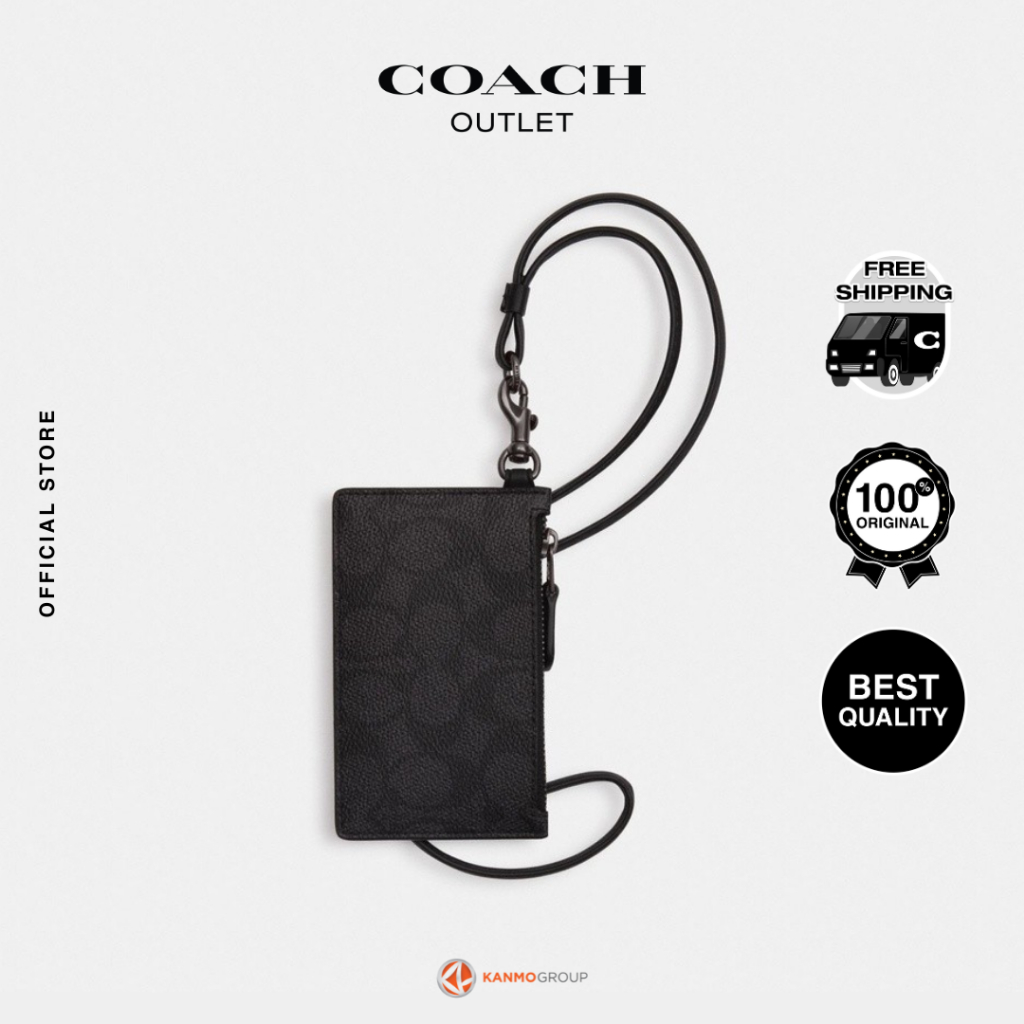 Coach Zip Lanyard In Signature  - Lanyard Pria
