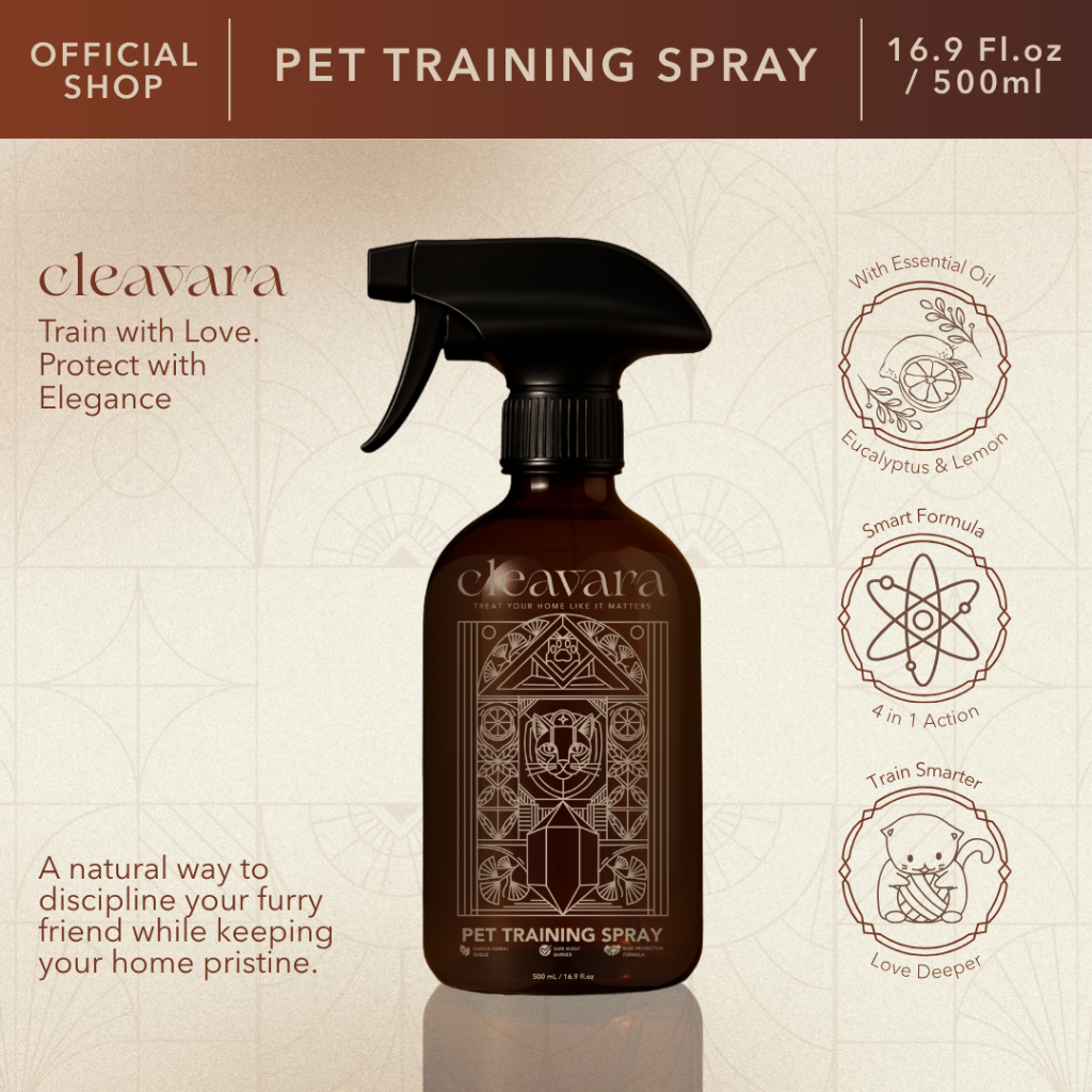 CLEAVARA PET TRAINING SPRAY 500ML & REFILL 1L | Semprotan Pengusir Kucing Anjing Agar Tidak Pup Pipis Sembarangan, Cairan Anti Kucing Liar Bahan Alami Wangi Aromaterapi, Aman Lantai Sofa Karpet Teras, Cat Repellent Spray