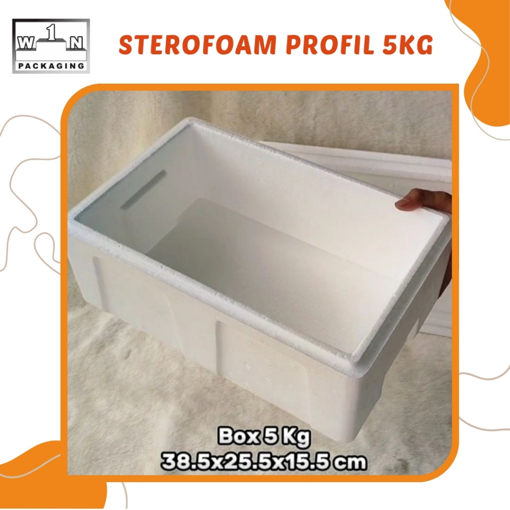 Kotak Sterofoam Profil 5 Kg Box Ikan Daging Buah Beku Cooler Box Styrofoam Packing Makanan