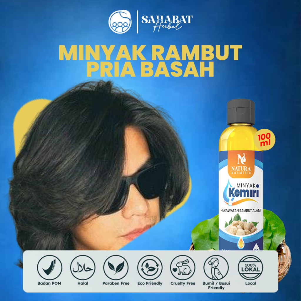 Minyak Rambut Pria Basah Sepanjang Hari KEMIRI NC Pelurus Rambut Pria Anti Ketombe 100ml BPOM