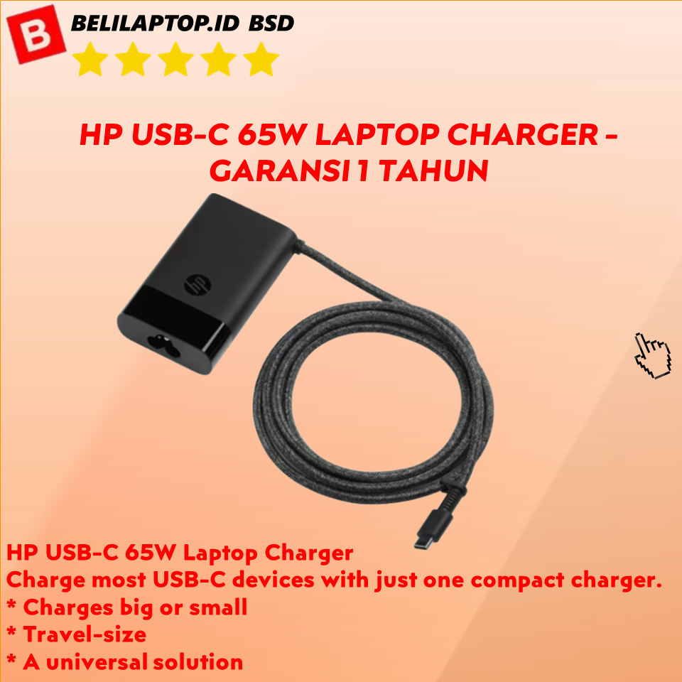 Charger Laptop HP Laptop Charger USB-C 65W - Travel Laptop Adaptor | Notebook Adaptor | Portable Ada