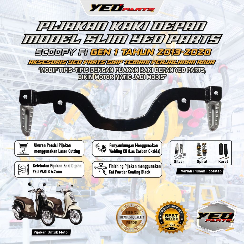 Footstep Pijakan kaki motor Honda Scoopy fi old esp 2013-2020 slim flatbar aksesoris Scoopy