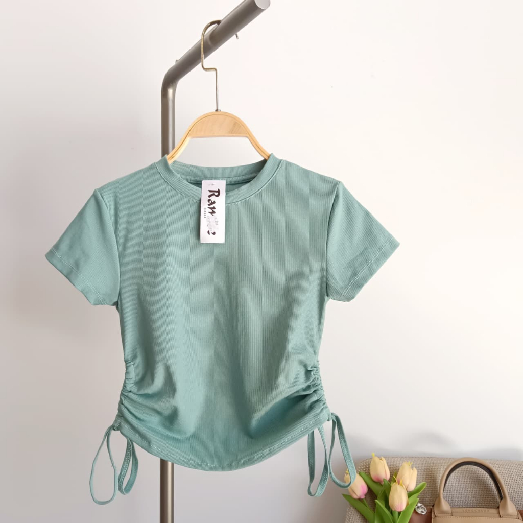 Kaos Crop Top / Kaos Wanita Lengan Pendek / Atasan Slimfit Model Terbaru / Ramise