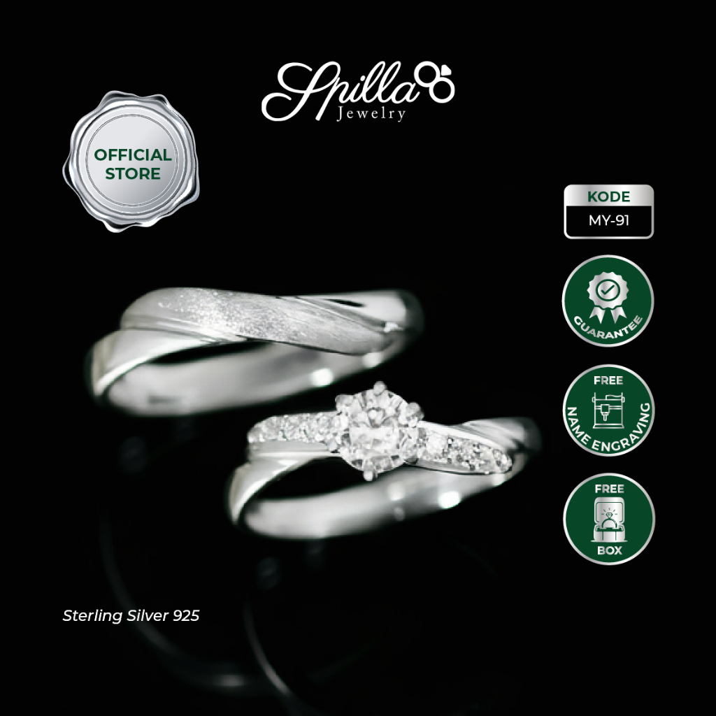 Spilla Jewelry Cincin Couple MY-91 Cincin Perak Pasangan Tunangan Nikah