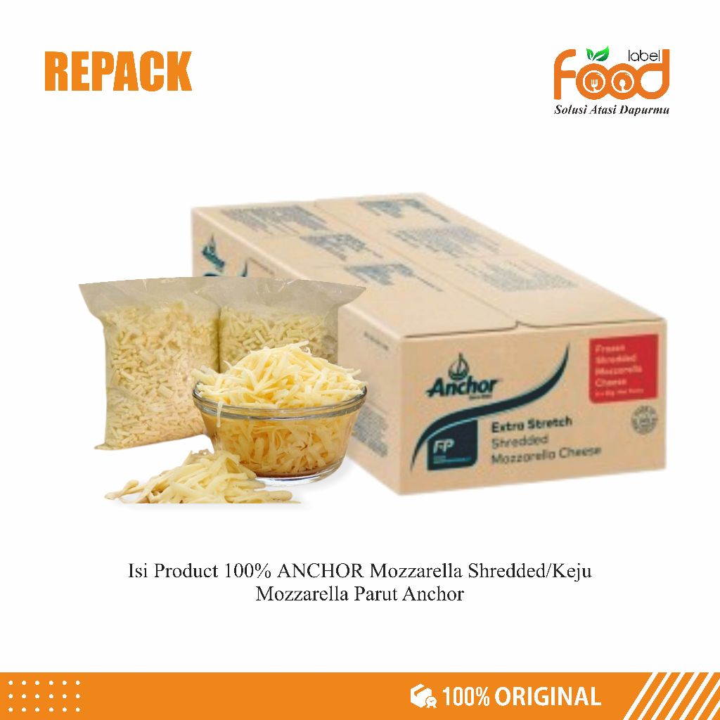 ANCHOR Mozzarella Shredded Extra Stretch+ REPACK / Keju Mozzarella Parut Anchor