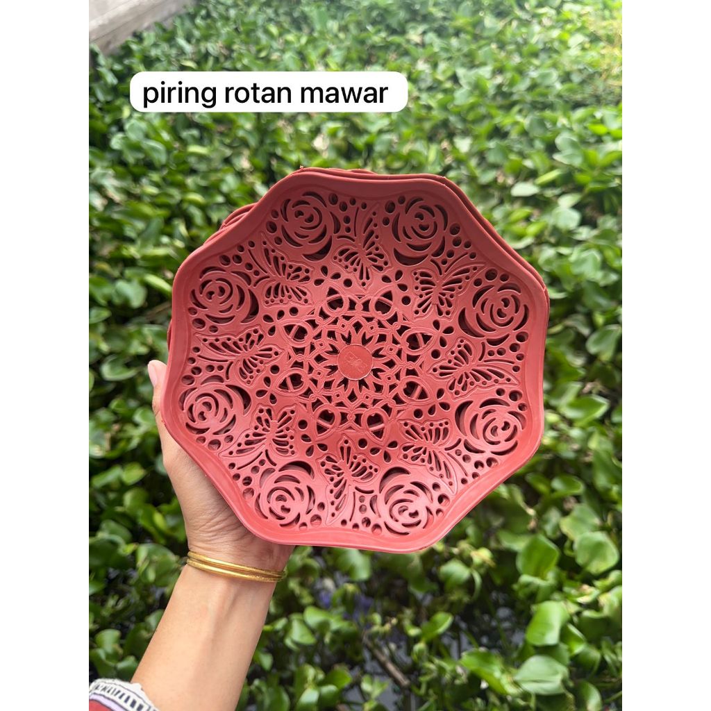 Piring Rotan Jikin Plastik / Piring Rotan Plastik Lusinan / Piring Rotan Mawar Plastik Tebal