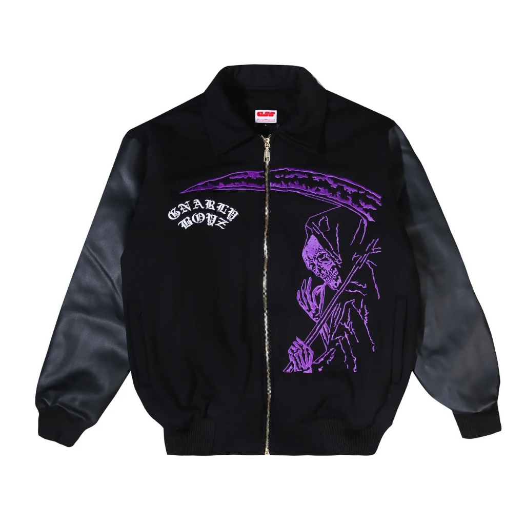 Gnarly Fleece Varsity Jacket - Black