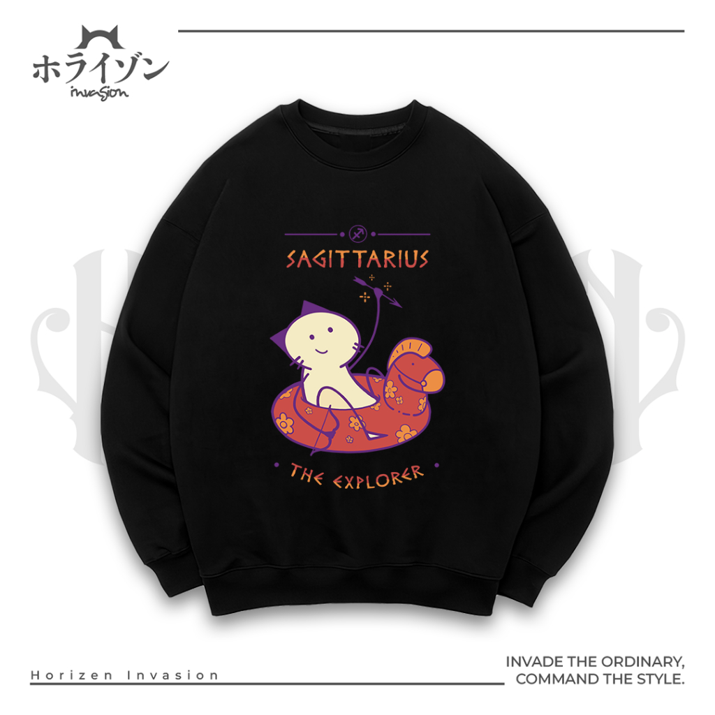 Horizen Invasion Crewneck Sagitarius Zodiac - 100% Cotton Fleece 280gsm