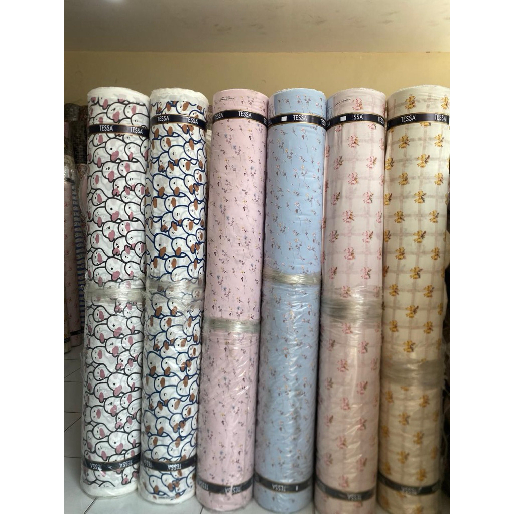 bahan kain katun rayon motif anak anak /rayon motif bunga terbaru/ rayon viscose(harga tertera 50cm)