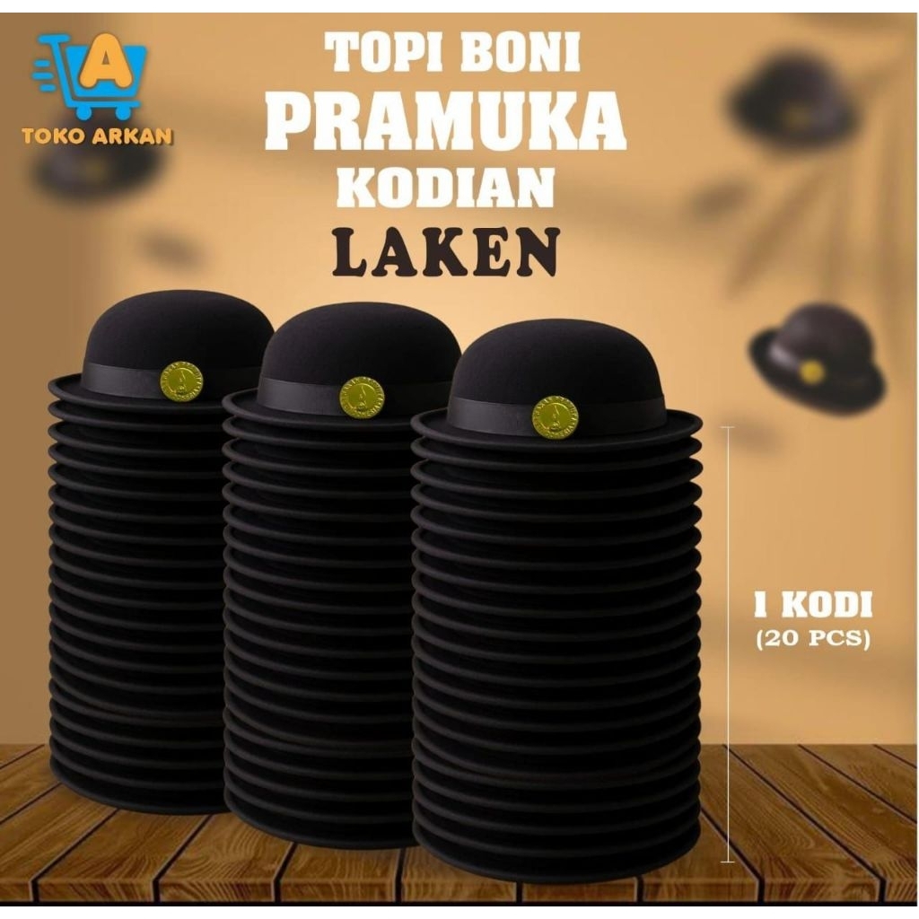 Topi Boni Pramuka Putri isi (20) Kodian sama (10) Boni Rajut Laken kodian Topi Pramuka Grosir