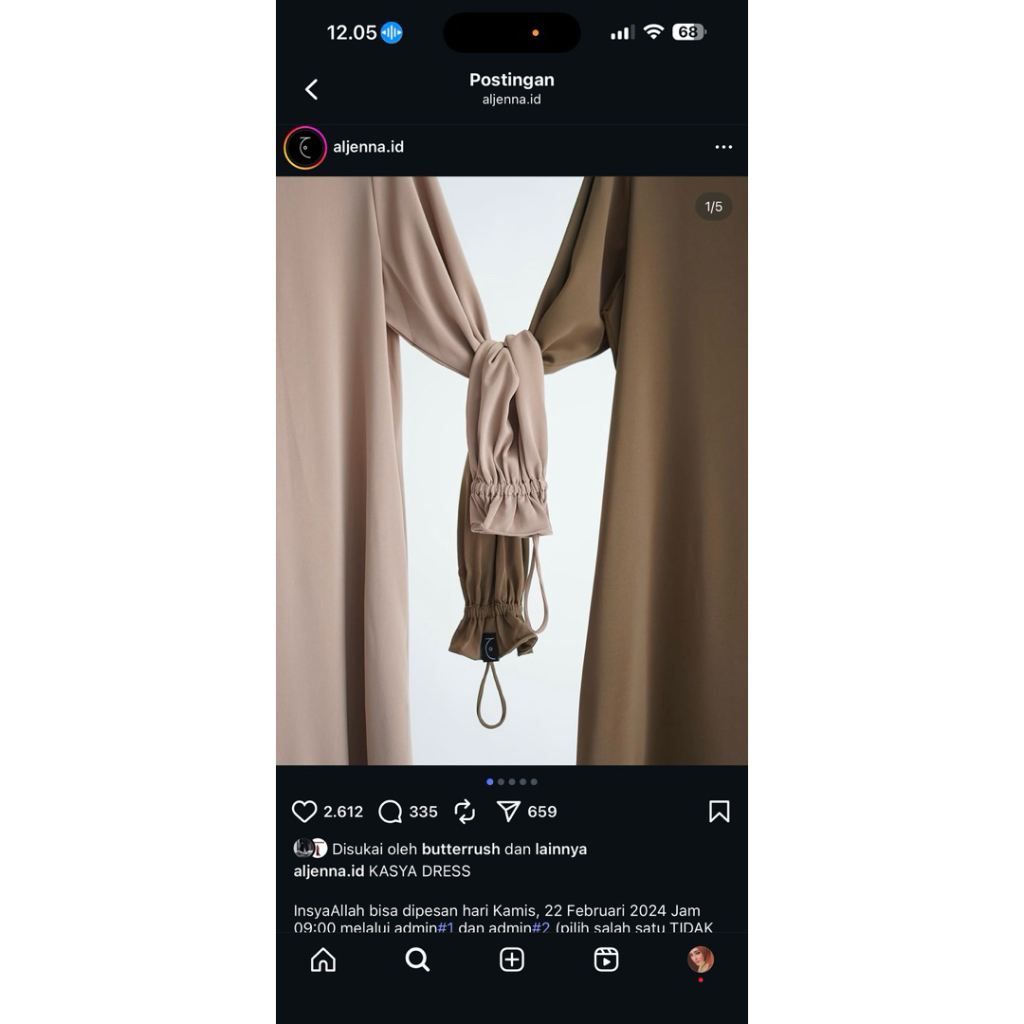 Preloved Kasya Dress Aljenna warna Hazelnutt size S